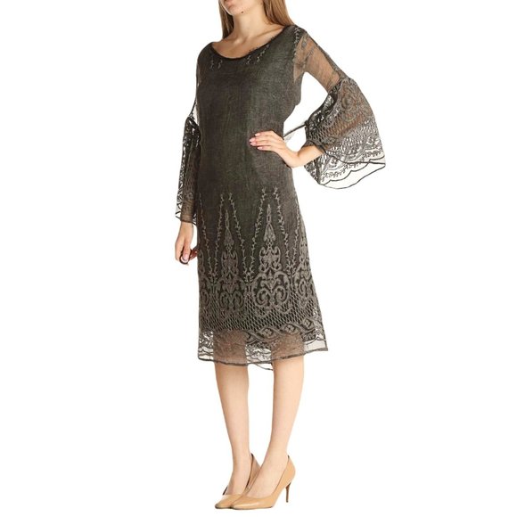 Save The Queen Gray Silk Lace Shift Dress w/Lining - Picture 2 of 13